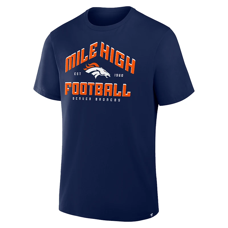 T-shirt Fanatics bleu marine pour homme, motif Denver Broncos, véritable favori de la ville natale