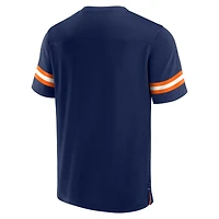 T-shirt à col en V Fanatics pour hommes bleu marine Denver Broncos Jersey Tackle