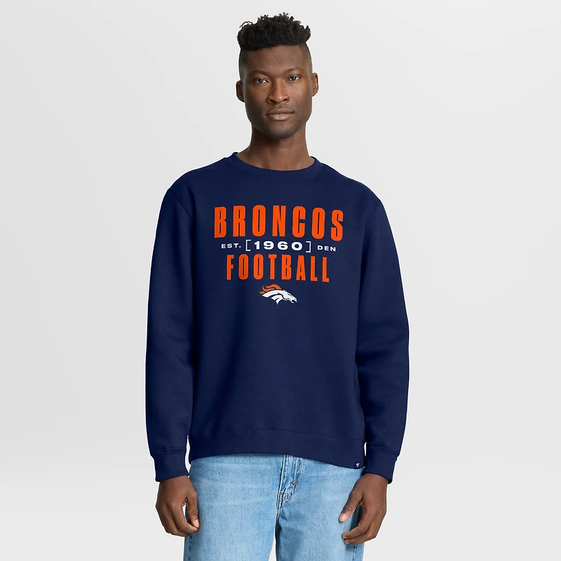 Men's Fanatics Navy Denver Broncos Powerful Throw Legacy Pullover Sweatshirt