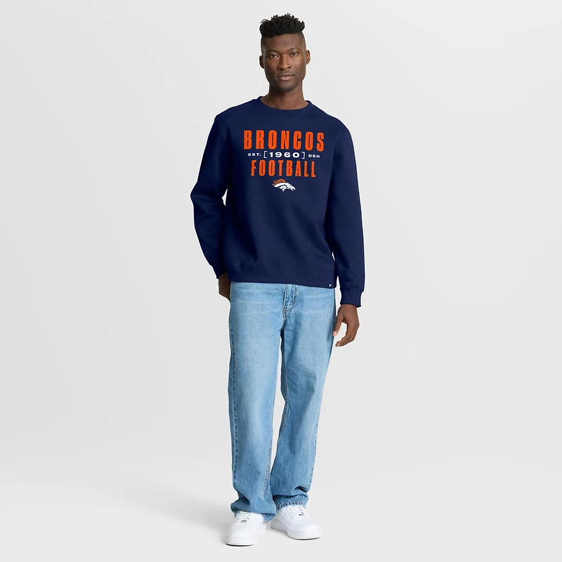 Men's Fanatics Navy Denver Broncos Powerful Throw Legacy Pullover Sweatshirt