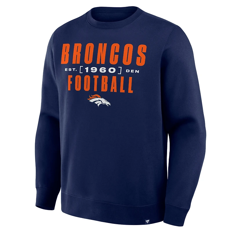 Sweat-shirt Fanatics bleu marine Denver Broncos Powerful Throw Legacy pour homme