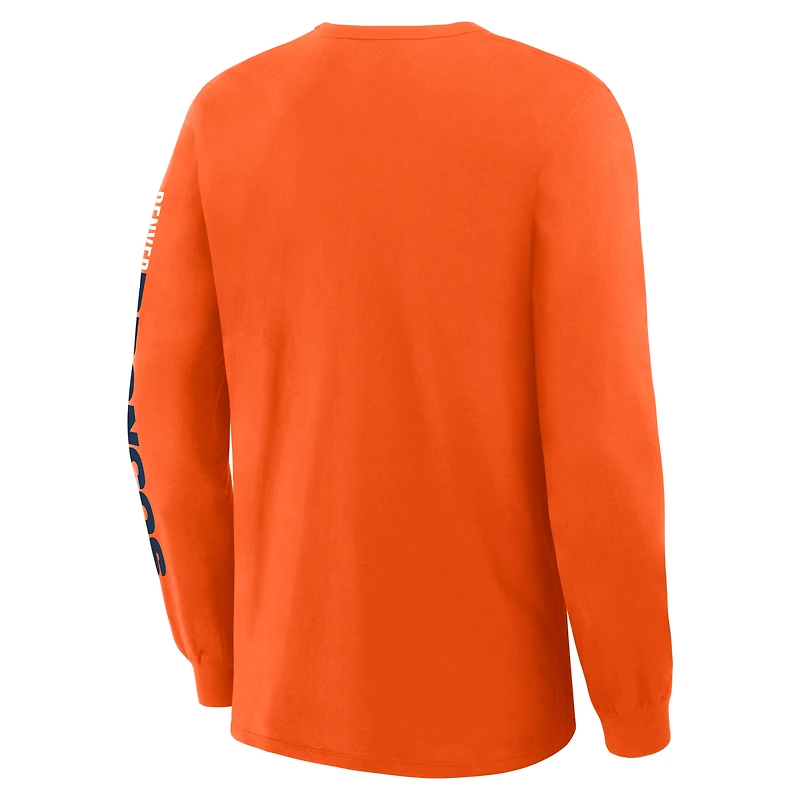 T-shirt à manches longues Fanatics orange Denver Broncos Clock Management Legacy pour homme