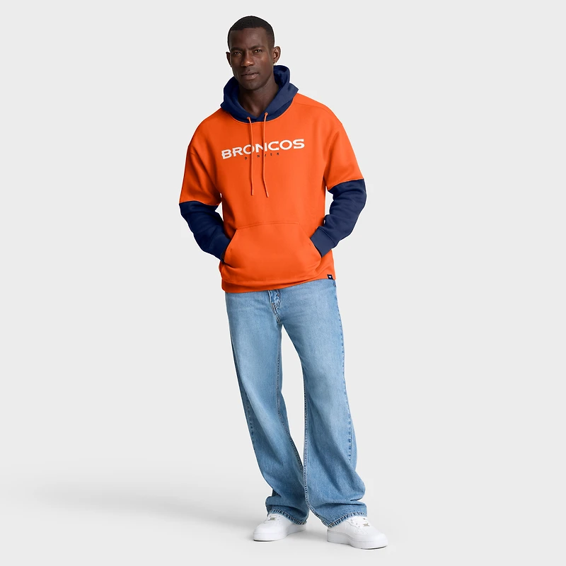 Sweat à capuche orange Fanatics pour homme avec logo du casque des Denver Broncos