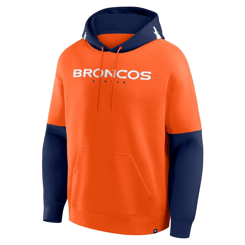 Sweat à capuche orange Fanatics pour homme avec logo du casque des Denver Broncos