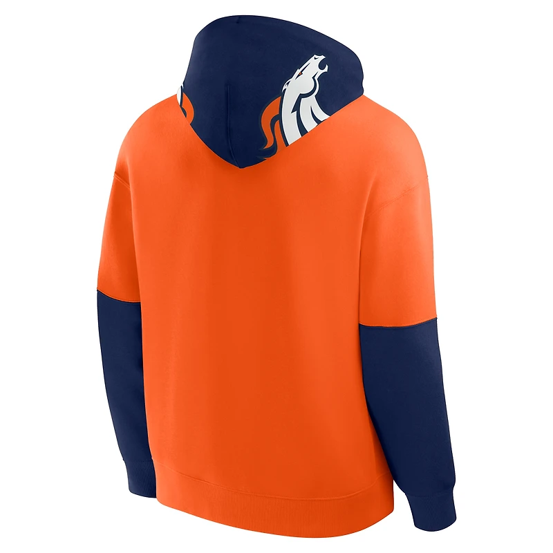 Sweat à capuche orange Fanatics pour homme avec logo du casque des Denver Broncos