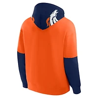 Sweat à capuche orange Fanatics pour homme avec logo du casque des Denver Broncos