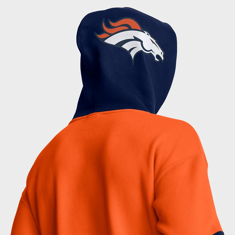 Sweat à capuche orange Fanatics pour homme avec logo du casque des Denver Broncos