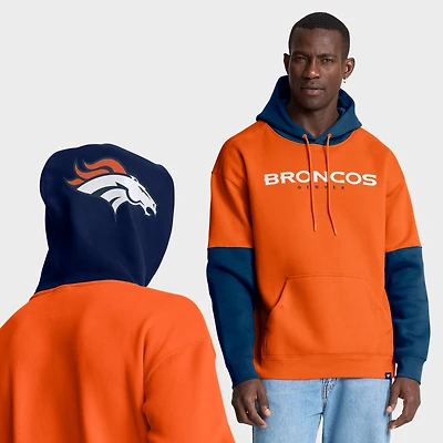 Sweat à capuche orange Fanatics pour homme avec logo du casque des Denver Broncos