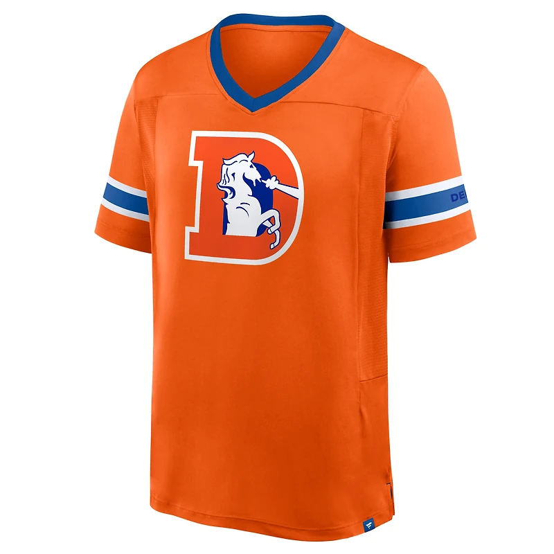 T-shirt col V premium Hashmark orange Denver Broncos Fanatics pour homme