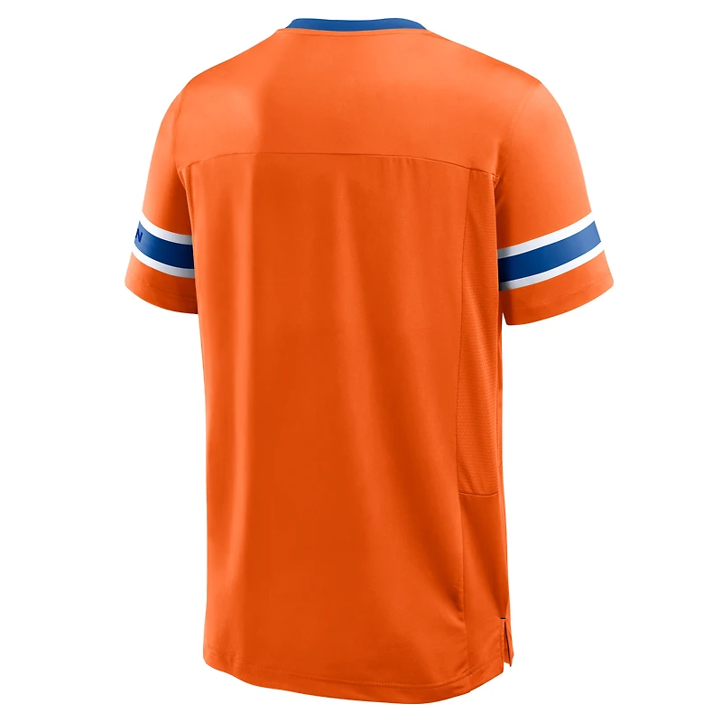 T-shirt col V premium Hashmark orange Denver Broncos Fanatics pour homme