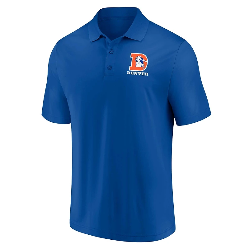 Men's Fanatics White/Royal Denver Broncos Throwback Two-Pack Polo Set