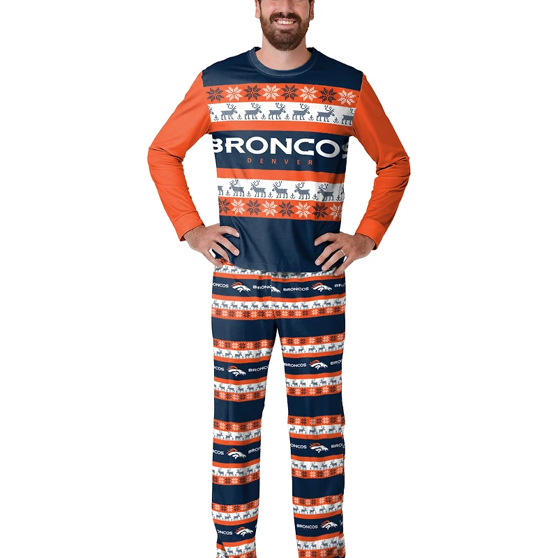 Men's FOCO Navy Denver Broncos Wordmark Ugly Pajama Set