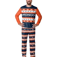 Men's  FOCO Navy Denver Broncos Wordmark Ugly Pajama Set