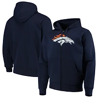 Sweat à capuche entièrement zippé avec logo principal Denver Broncos G-III Sports by Carl Banks pour homme, bleu marine