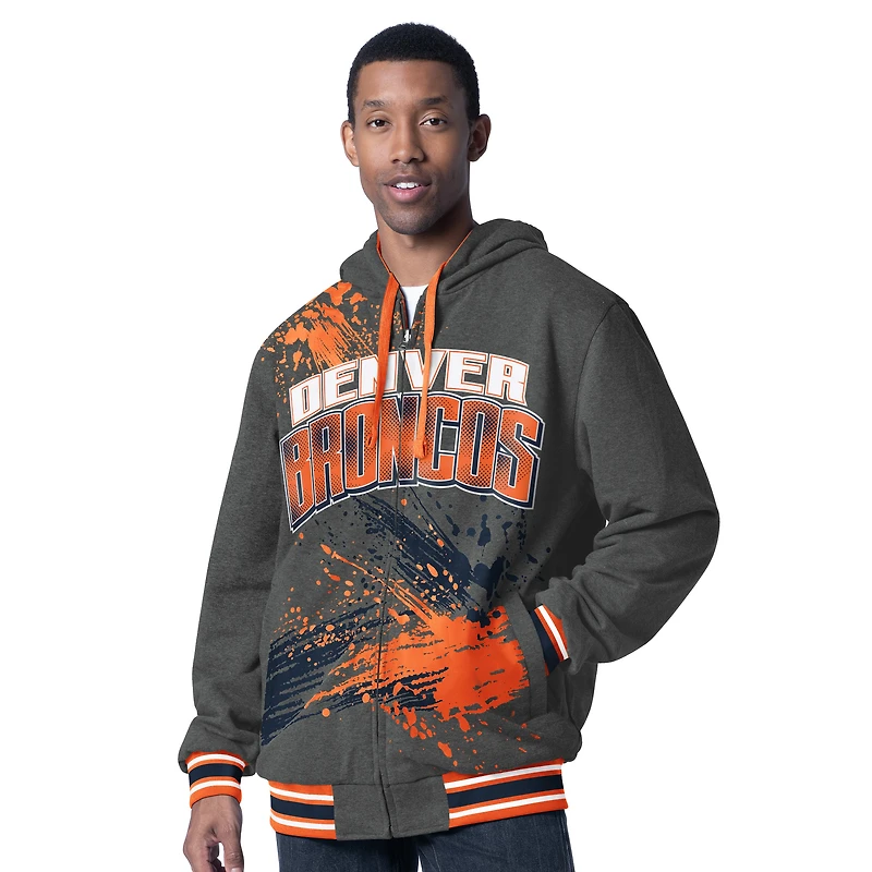 Men's G-III Sports by Carl Banks Orange/Charcoal Denver Broncos Dual Threat Reversable Full-Zip Hooded Jacket