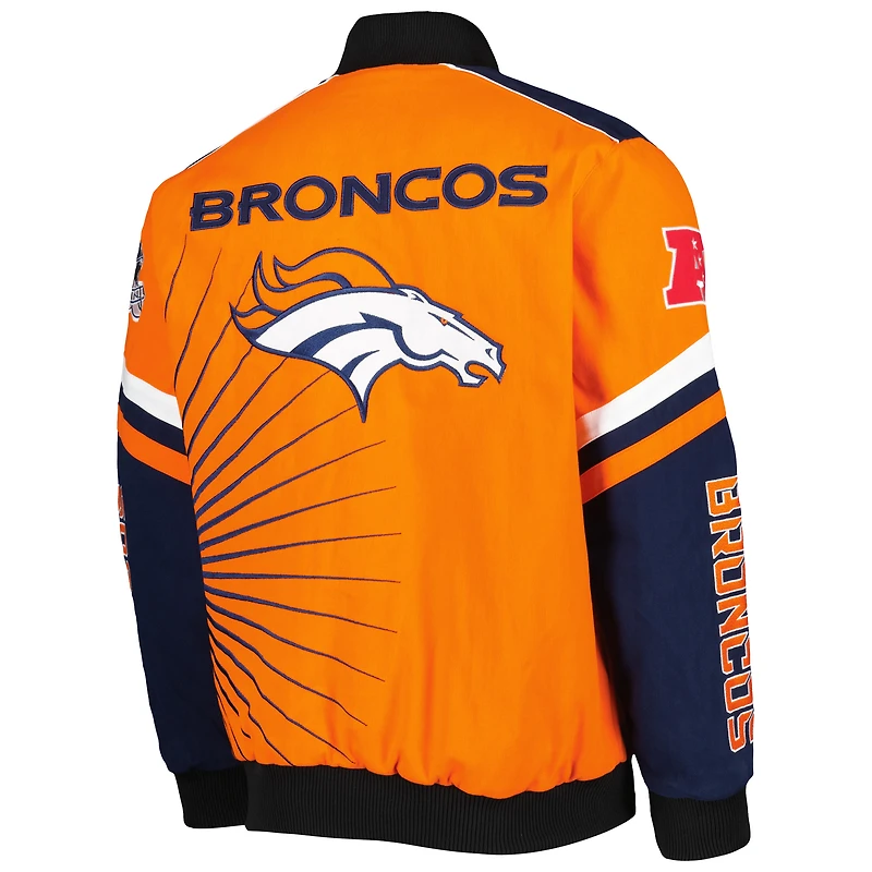 Men's G-III Sports by Carl Banks Orange Denver Broncos Extreme Redzone Full-Snap Varsity Jacket