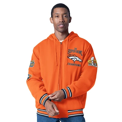 Men's G-III Sports by Carl Banks Orange Denver Broncos Power Forward Commemorative Full-Zip Hooded Jacket