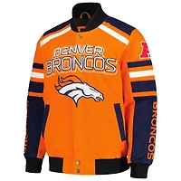 Men's G-III Sports by Carl Banks Orange Denver Broncos Power Forward Racing Full-Snap Jacket