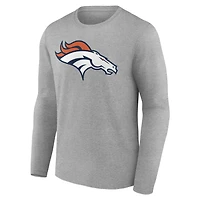 Men's Gray Denver Broncos Team Authentic Personalized Name & Number Long Sleeve T-Shirt