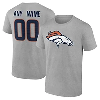Men's Gray Denver Broncos Team Authentic Personalized Name & Number T-Shirt