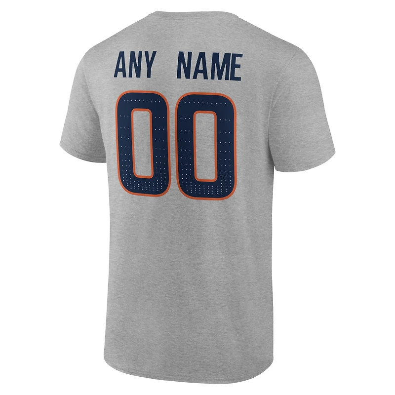 Men's Gray Denver Broncos Team Authentic Personalized Name & Number T-Shirt