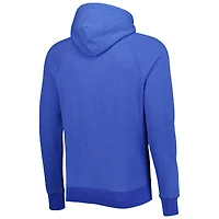 Men's Homage Royal Denver Broncos Retro Helmet Tri-Blend Raglan Pullover Hoodie