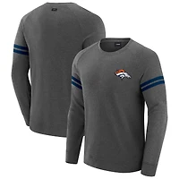 Sweat-shirt à manches longues raglan tri-blend gris chiné foncé J. Palmer pour homme, Denver Broncos Players Lounge