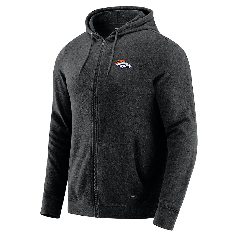 Men's J. Palmer Dark Heather Gray Denver Broncos Players Lounge Tri-Blend Full-Zip Hoodie