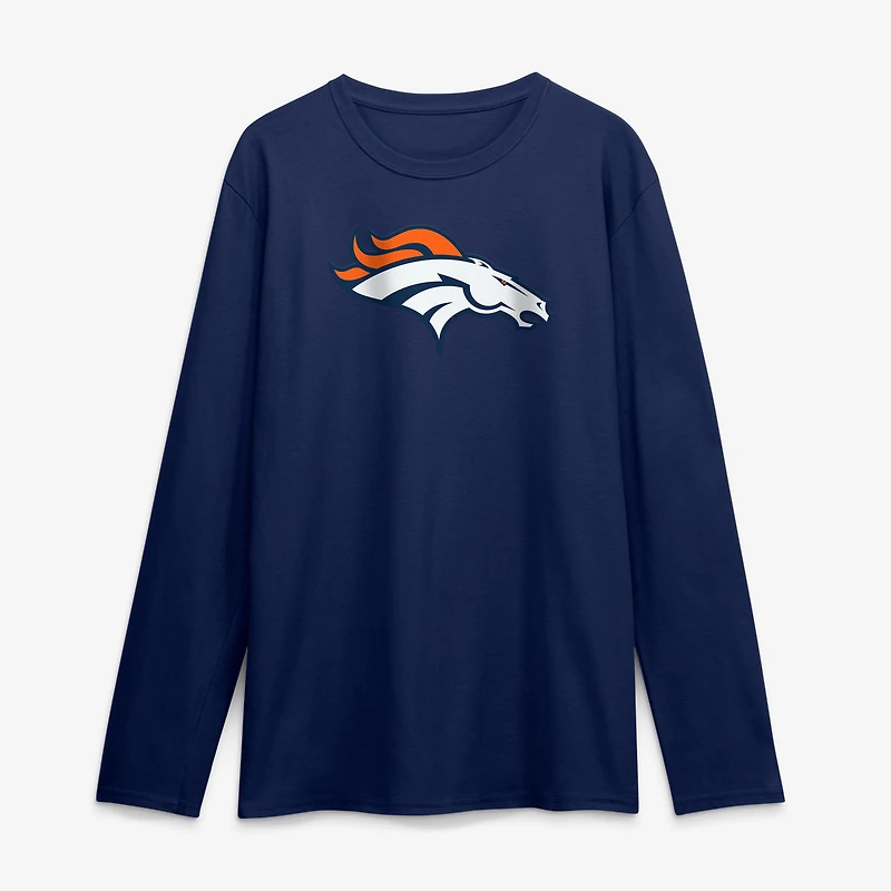 Men's Logo Athletic Navy Denver Broncos Primary Long Sleeve T-Shirt