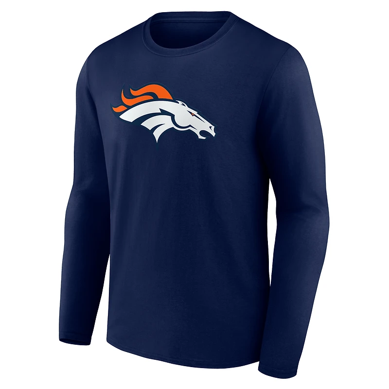 Men's Logo Athletic Navy Denver Broncos Primary Long Sleeve T-Shirt