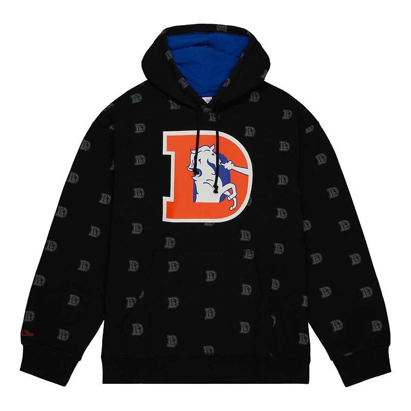 Sweat à capuche en polaire imprimé intégral Mitchell & Ness pour hommes, Denver Broncos, noir