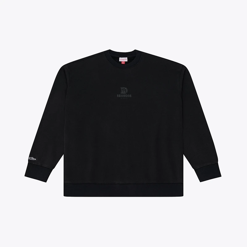Men's Mitchell & Ness Black Denver Broncos Core Essentials Micro Logo Fleece Sweatshirt