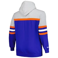 Men's Mitchell & Ness  Heather Gray/Royal Denver Broncos Big Tall Head Coach Pullover Hoodie