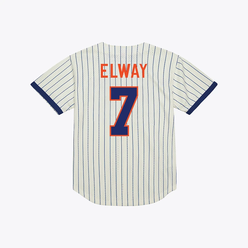Men's Mitchell & Ness John Elway Cream Denver Broncos Name Number Mesh Fashion Jersey