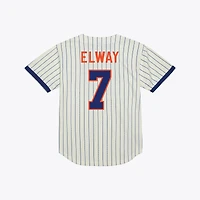 Men's Mitchell & Ness John Elway Cream Denver Broncos Name Number Mesh Fashion Jersey