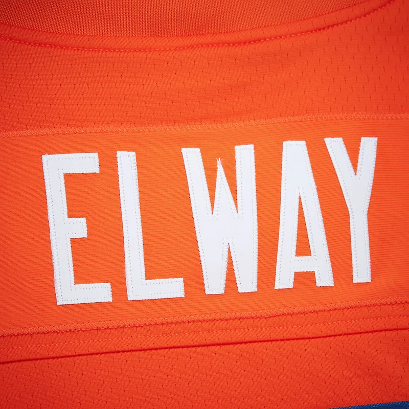 Sweat à capuche orange pour homme Mitchell & Ness John Elway avec nom et numéro de joueur des Denver Broncos Legacy Jersey
