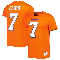 T-shirt avec nom et numéro de joueur retraité Mitchell & Ness John Elway Orange Denver Broncos pour hommes