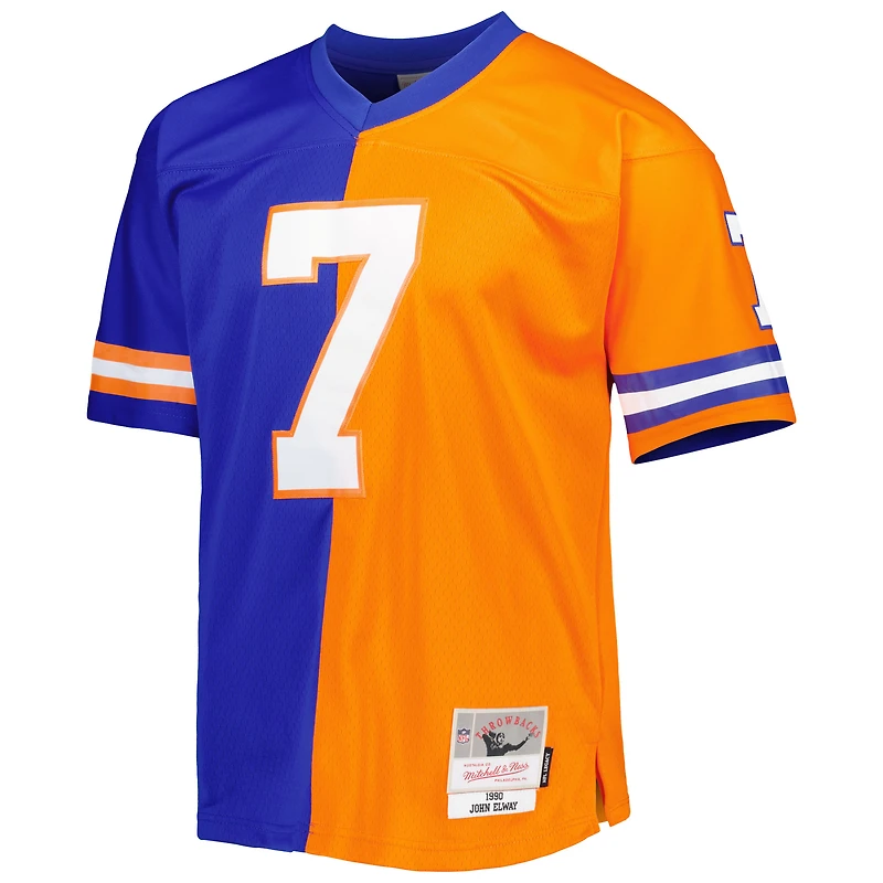 Maillot réplique Mitchell & Ness John Elway Royal/Orange Denver Broncos 1990 Split Legacy pour hommes