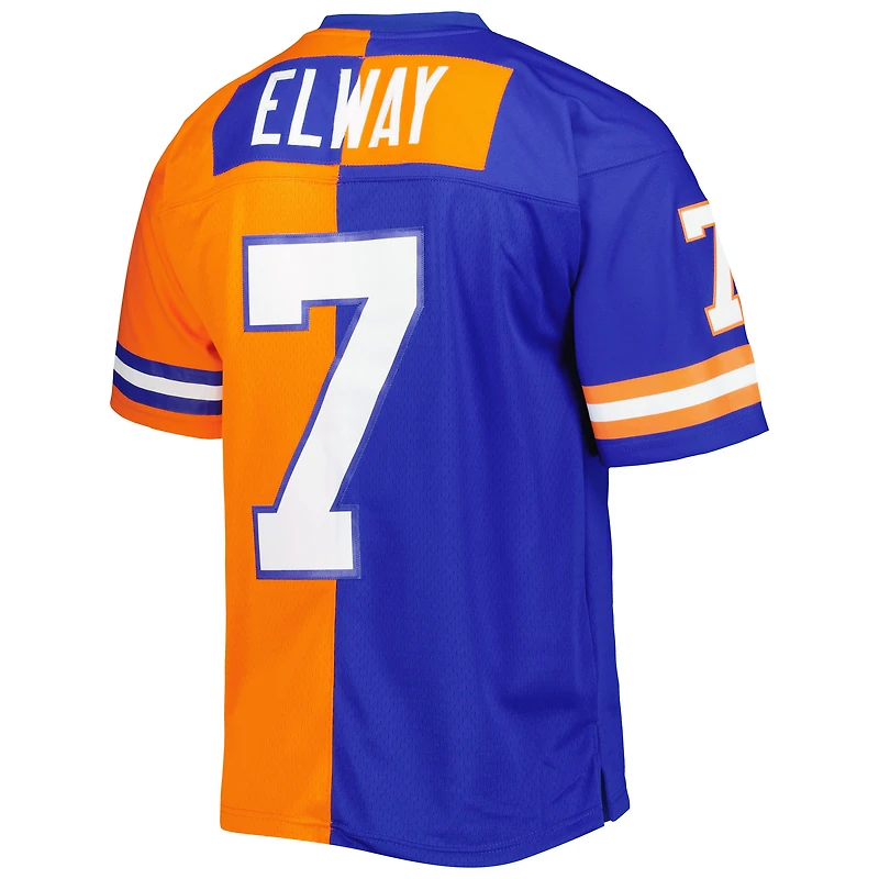 Maillot réplique Mitchell & Ness John Elway Royal/Orange Denver Broncos 1990 Split Legacy pour hommes