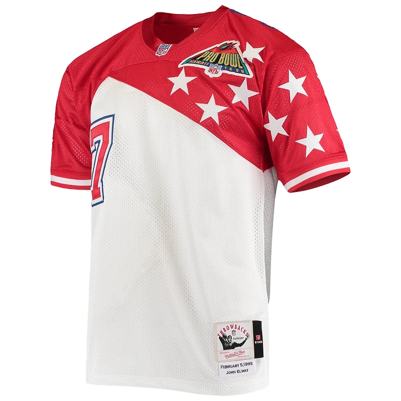 Maillot authentique Mitchell & Ness John Elway pour hommes, blanc/rouge, AFC 1995 Pro Bowl