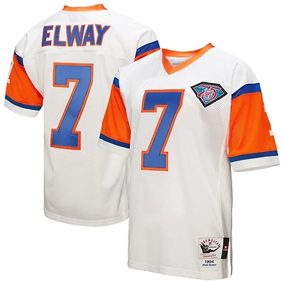 Maillot de joueur retraité authentique Mitchell & Ness John Elway blanc Denver Broncos 1994 pour homme