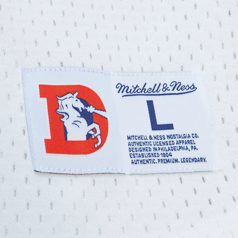 Men's Mitchell & Ness John Elway White Denver Broncos Retired Player Name Number Mesh Top