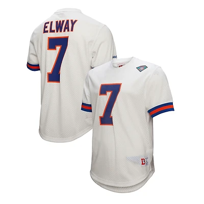 Men's Mitchell & Ness John Elway White Denver Broncos Retired Player Name Number Mesh Top