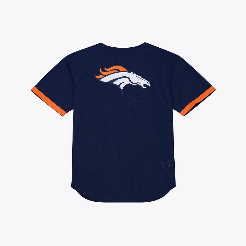 Men's Mitchell & Ness Navy Denver Broncos Head Coach Mesh Full-Button Fashion Jersey