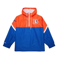 Men's Mitchell & Ness Orange/Royal Denver Broncos Tie Breaker Vintage Logo Lightweight Anorak Half-Zip Windbreaker