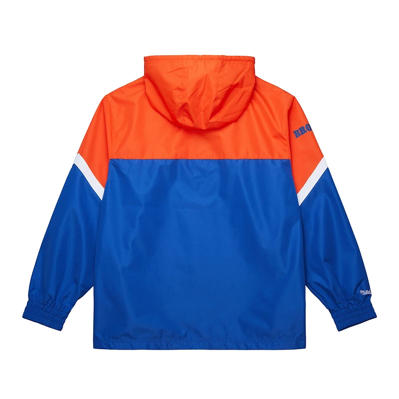 Men's Mitchell & Ness Orange/Royal Denver Broncos Tie Breaker Vintage Logo Lightweight Anorak Half-Zip Windbreaker