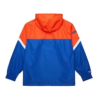 Men's Mitchell & Ness Orange/Royal Denver Broncos Tie Breaker Vintage Logo Lightweight Anorak Half-Zip Windbreaker