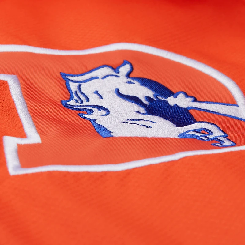 Men's Mitchell & Ness Orange/Royal Denver Broncos Tie Breaker Vintage Logo Lightweight Anorak Half-Zip Windbreaker