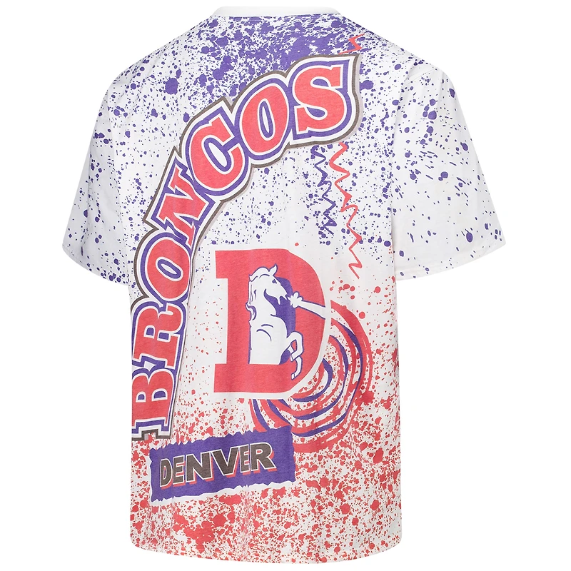 T-shirt blanc à imprimé intégral pour hommes Mitchell & Ness Denver Broncos Big Tall