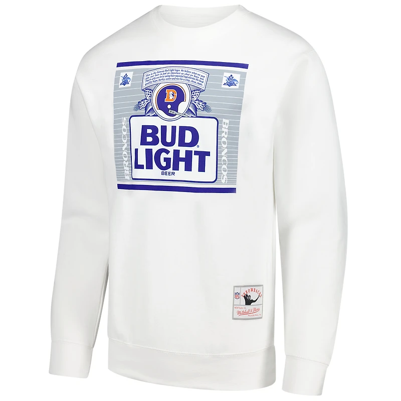 Sweat-shirt à capuche blanc The Crest de Denver Broncos pour homme Mitchell & Ness x Bud Light